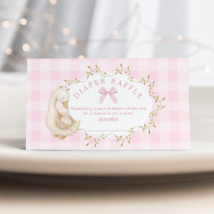 Silly Goose Pink Gingham Diaper raffle ticket Enclosure Card