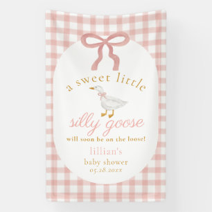 Silly Goose Pink Gingham Girl Baby Shower Banner