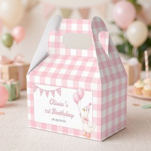 Silly Goose Pink Gingham Girl Birthday Favour Box
