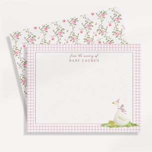 Silly Goose Pink Gingham Nursery Note Card