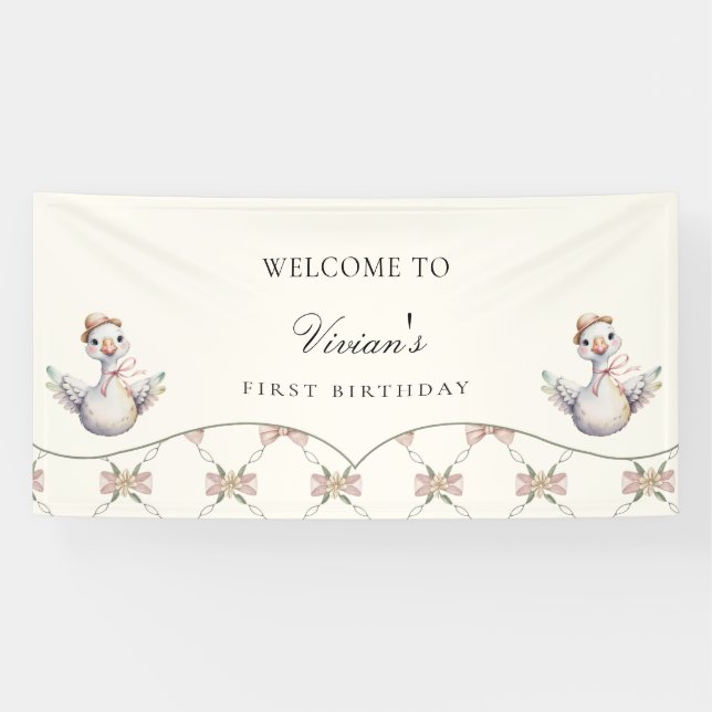 Silly Goose Preppy Bow Baby Shower Banner (Horizontal)