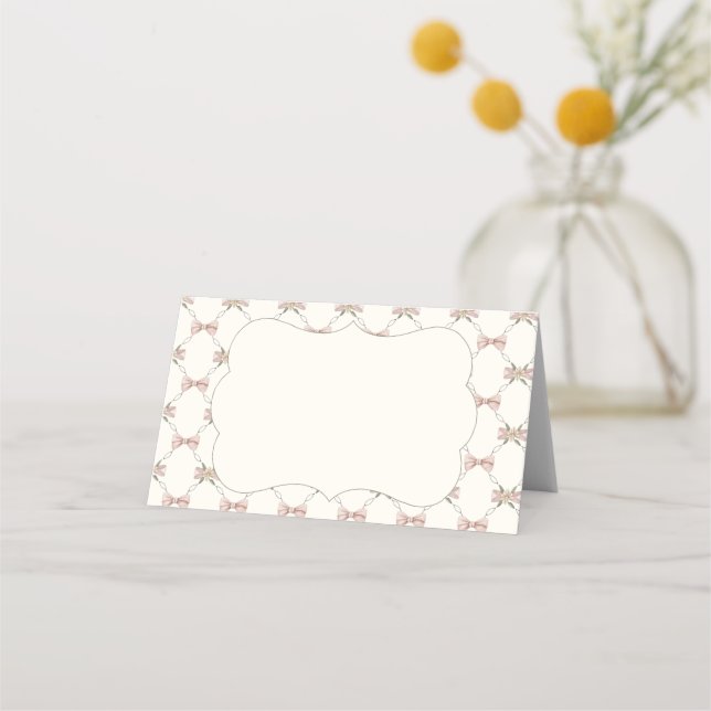 Silly Goose Preppy Bow Baby Shower Blank Place Card (Front)