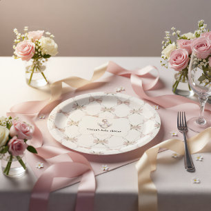 Silly Goose Preppy Bow Baby Shower Paper Plate