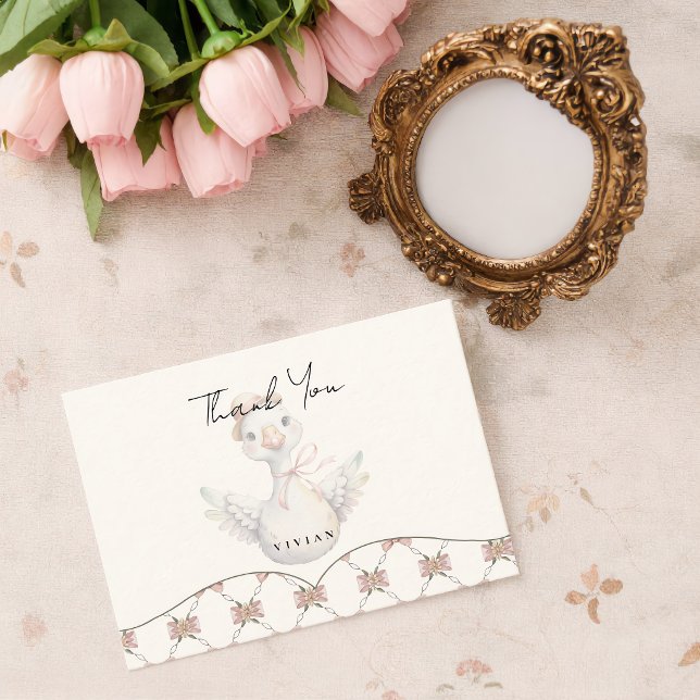 Silly Goose Preppy Bow Blank Thank You Card (Creator Uploaded)