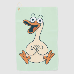 Silly Goose, Quirky, Funny Cartoon Goose Golf Towel