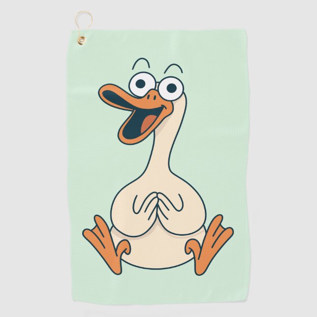 Silly Goose, Quirky, Funny Cartoon Goose Golf Towel (Front)