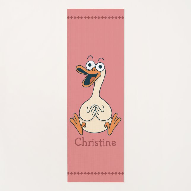 Silly Goose, Quirky, Funny Cartoon Goose Yoga Mat (Front)