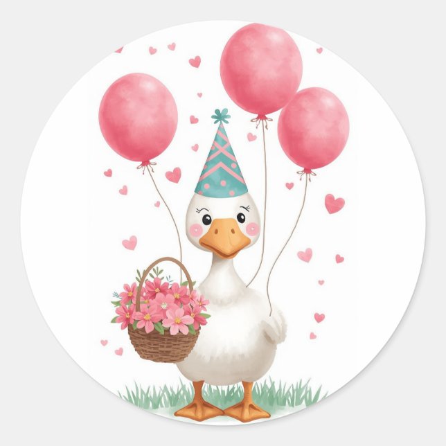 Silly Goose Round Sticker (Front)