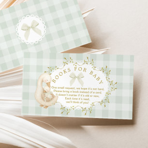 Silly Goose Sage Bow Gingham Books for baby Enclosure Card