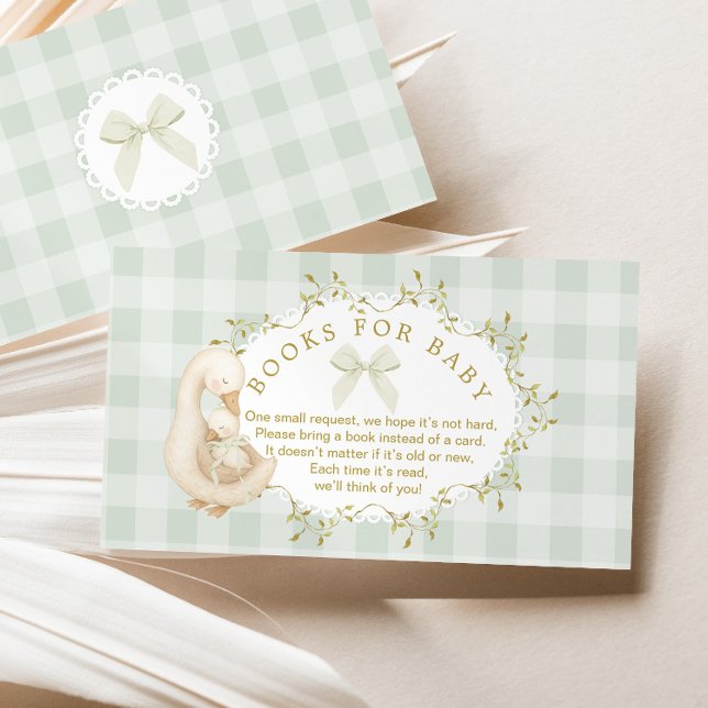 Silly Goose Sage  Bow Gingham Books for baby Enclosure Card (Creator Uploaded)
