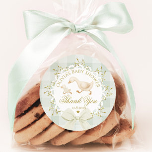 Silly Goose Sage Gender Neutral Thank you Classic Round Sticker