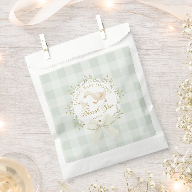 Silly Goose Sage Gender Neutral Thank you Favour Bag (Clipped)