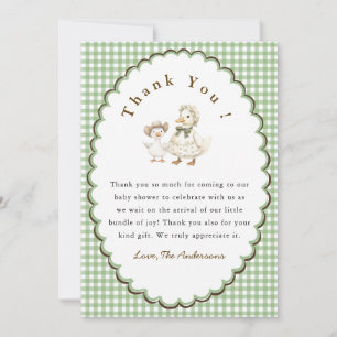 Silly Goose Sage green Baby shower Thank You Card