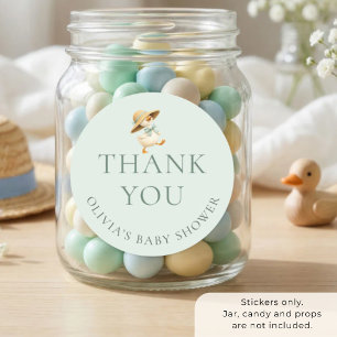 Silly Goose Sage Thank You Baby Shower Classic Round Sticker