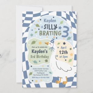 Silly Goose Silly-Brating Three Birthday Party Invitation