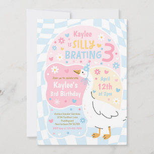 Silly Goose Silly-Brating Three Birthday Party Invitation