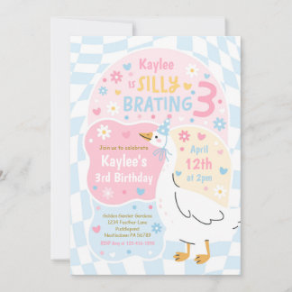 Silly Goose Silly-Brating Three Birthday Party Invitation