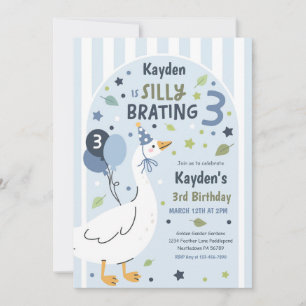 Silly Goose Silly-Brating Three Birthday Party  Invitation