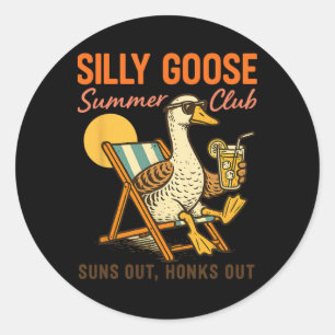 Silly Goose Summer Club Surfing Lover Beach Trip W Classic Round Sticker