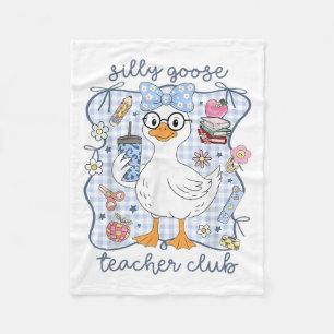 Silly Goose Teacher Club Back To School Funny Firs Fleece Blanket