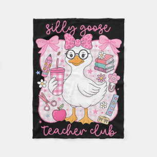 Silly Goose Teacher Club Funny Byck To School Firs Fleece Blanket