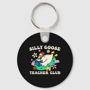 Silly Goose Teacher Club Retro Groovy Teacher Back Key Ring
