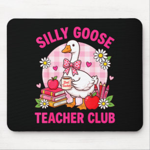 Silly Goose Teacher Club Valentine Heart Pink Bow Mouse Pad