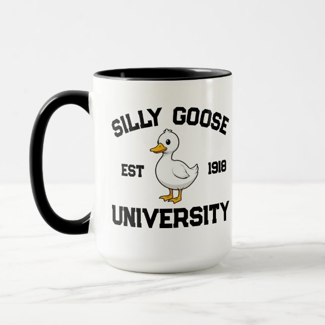 Silly Goose University Sweatshirt, custom Silly Go Mug (Left)