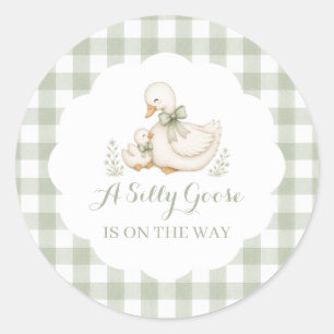 Silly Goose Vintage Daisy Baby Shower Classic Round Sticker