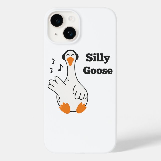 Silly Goose Wearing Headphones – Cute Funny Goose Case-Mate iPhone Case (Back)