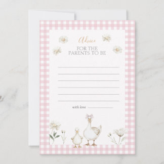 Silly Goose Whimsical Pink Baby Shower Advice Card