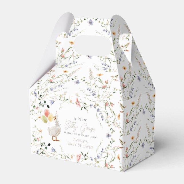 Silly Goose Wildflower Floral Baby Shower Favour Box (Front Side)