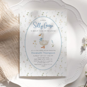Silly Goose Wildflower Floral Boy Baby Shower Invitation