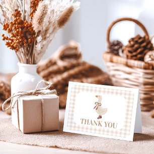 Silly Goose with Beige Gingham Thank You Card