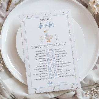 Silly Goose Would she rather Baby shower game