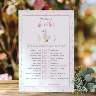 Silly Goose Would she rather Girl Baby shower game