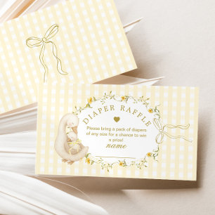 Silly Goose Yellow Gingham Diaper raffle ticket Enclosure Card