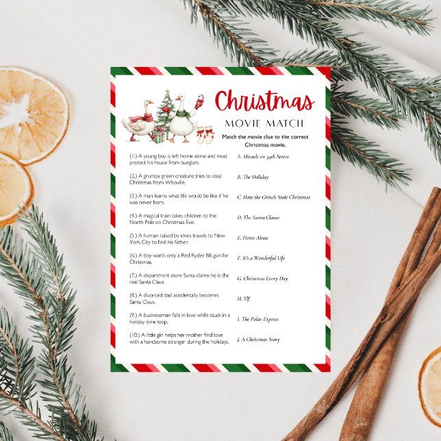 Silly Goosemas Christmas Matching Movie Trivia Holiday Card (Silly Goosemas Christmas Matching Movie Trivia Holiday Card)
