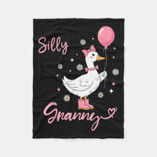 Silly Granny Cute Goose Grandmother Family Fleece Blanket
