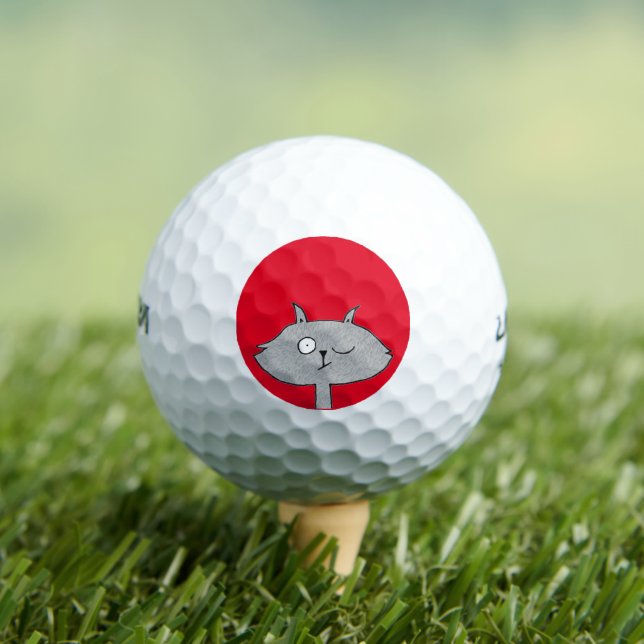 Silly Grey Cat Golf Balls (Insitu Tee)