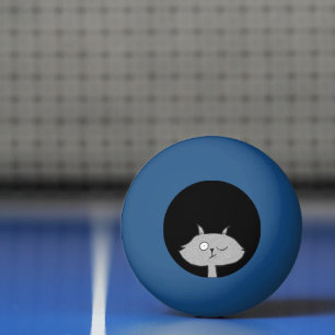 Silly Grey Cat Ping Pong Ball