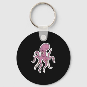 silly grinning pink octopus key ring