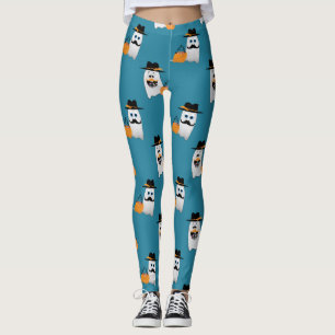 Silly Halloween Ghost Wants Your Candy pattern Leggings