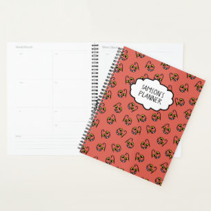 Silly Halloween monster face - orange/grey Planner