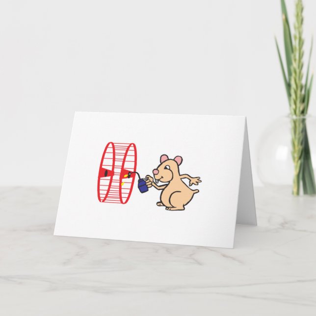 silly hamster oiling wheel card (Front)