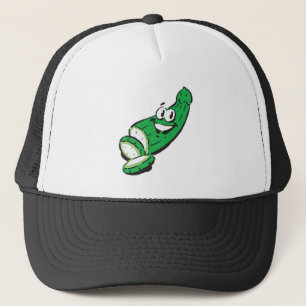 silly happy cucumber trucker hat