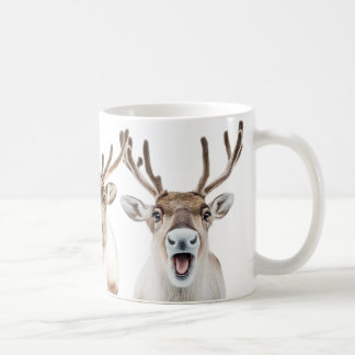 Silly Happy Reindeer Mug, Clean and Modern Coffee Mug