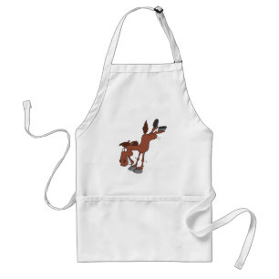 silly high kick horse cartoon character standard apron