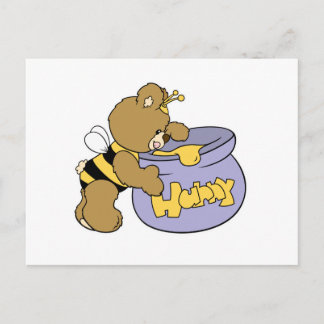 Silly Honey Bee Bear Postcard