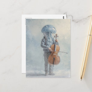 Silly Jellyfish Person Making Music Postcard
